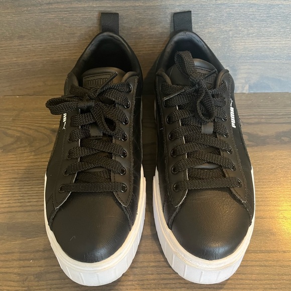 Puma Mayze Black Leather Platform Sneaker Size 8 - Picture 9 of 9